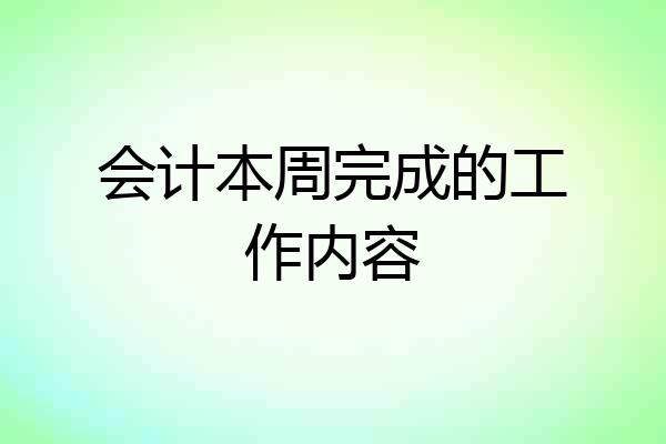 会计本周完成的工作内容