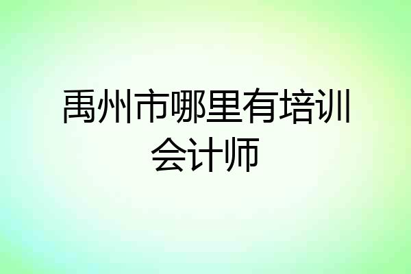 禹州市哪里有培训会计师