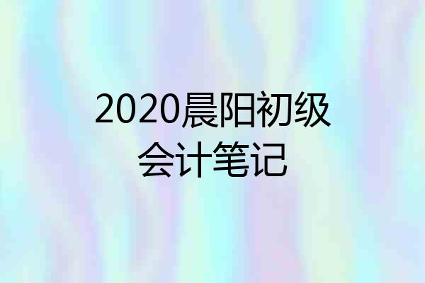 2020晨阳初级会计笔记