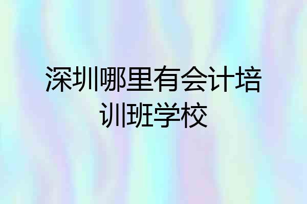深圳哪里有会计培训班学校