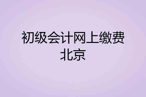 初级会计网上缴费北京