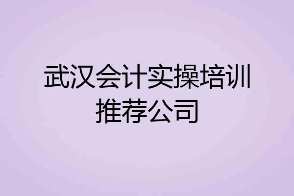 武汉会计实操培训推荐公司