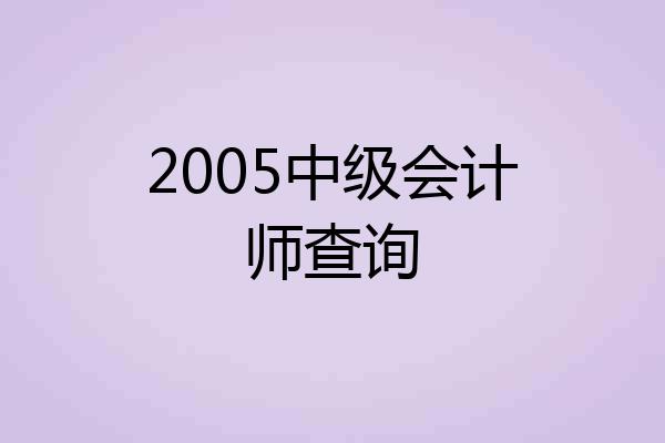 2005中级会计师查询