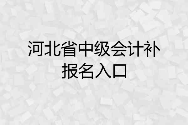 河北省中级会计补报名入口