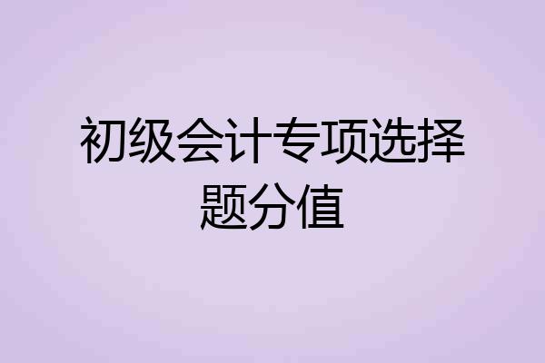 初级会计专项选择题分值