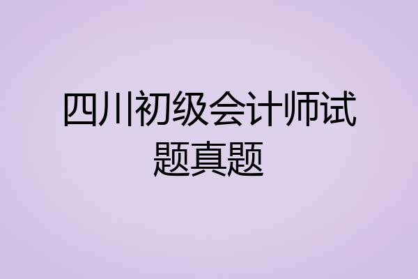 四川初级会计师试题真题