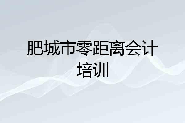 肥城市零距离会计培训