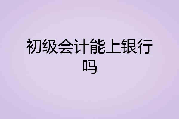 初级会计能上银行吗