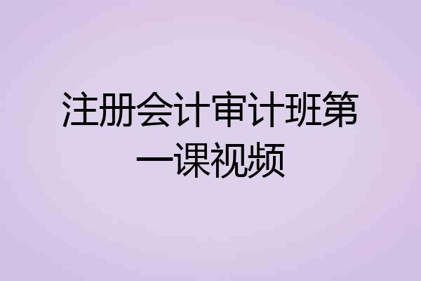 注册会计审计班第一课视频
