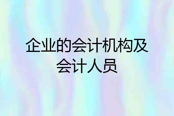 企业的会计机构及会计人员