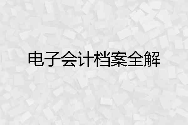 电子会计档案全解