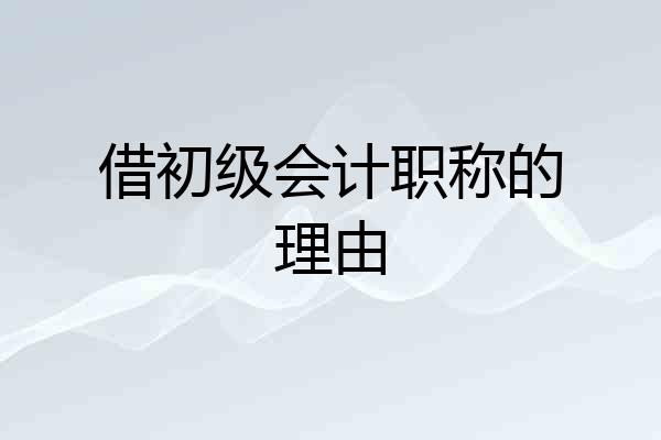 借初级会计职称的理由