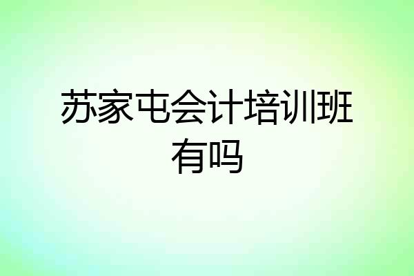 苏家屯会计培训班有吗