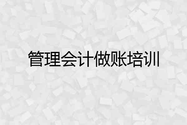管理会计做账培训