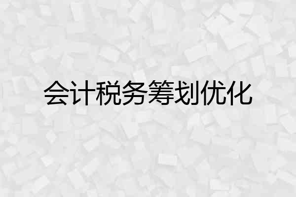 会计税务筹划优化