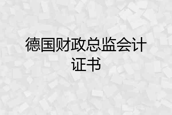 德国财政总监会计证书