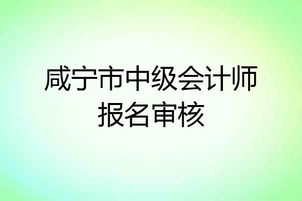 咸宁市中级会计师报名审核