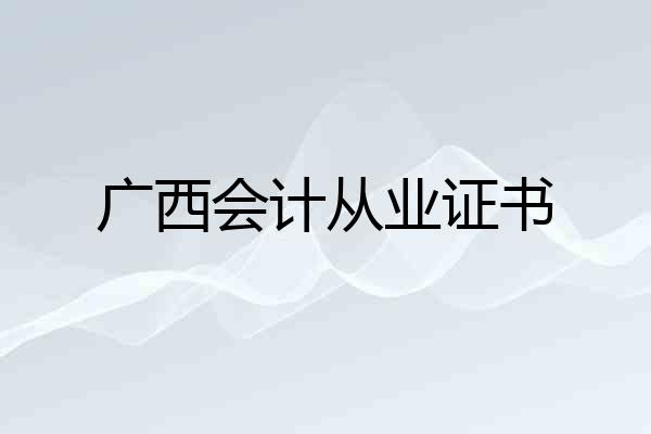 广西会计从业证书