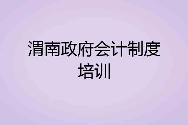渭南政府会计制度培训