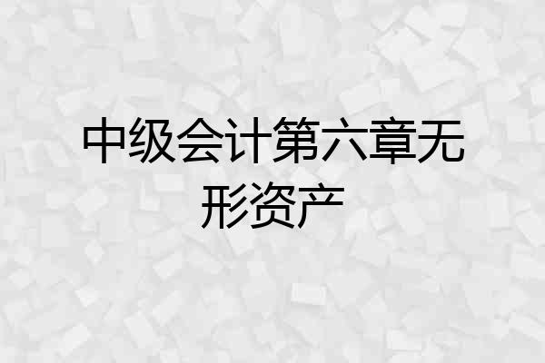 中级会计第六章无形资产
