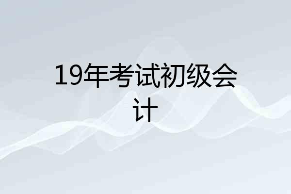 19年考试初级会计