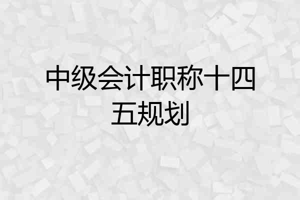 中级会计职称十四五规划
