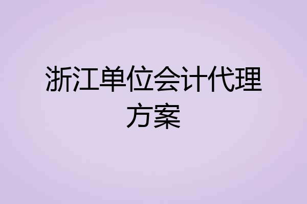 浙江单位会计代理方案
