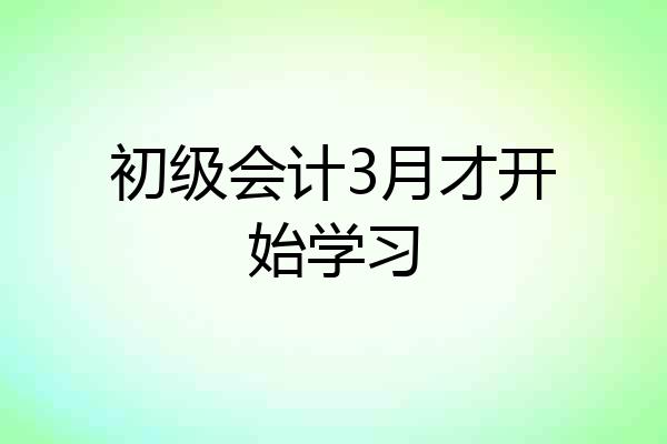 初级会计3月才开始学习