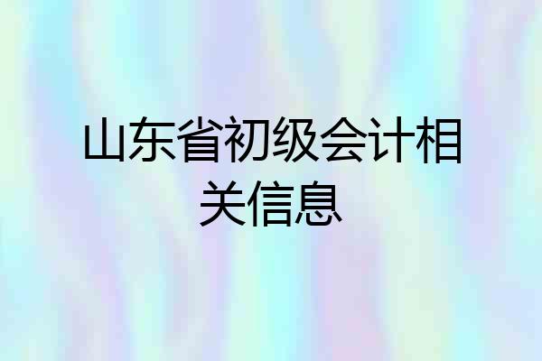 山东省初级会计相关信息