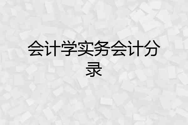 会计学实务会计分录