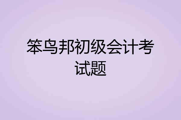 笨鸟邦初级会计考试题