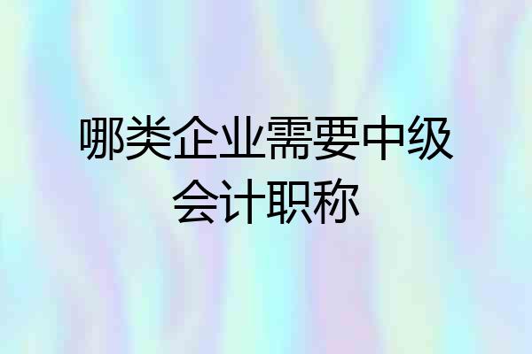 哪类企业需要中级会计职称