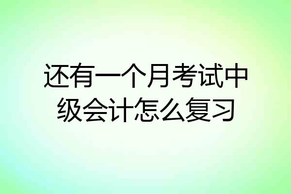 还有一个月考试中级会计怎么复习