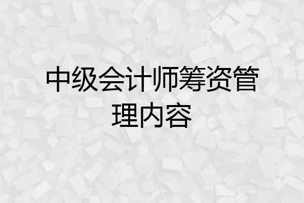 中级会计师筹资管理内容