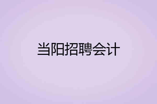 当阳招聘会计