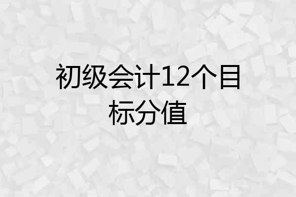 初级会计12个目标分值