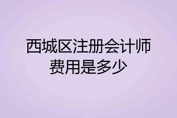 西城区注册会计师费用是多少