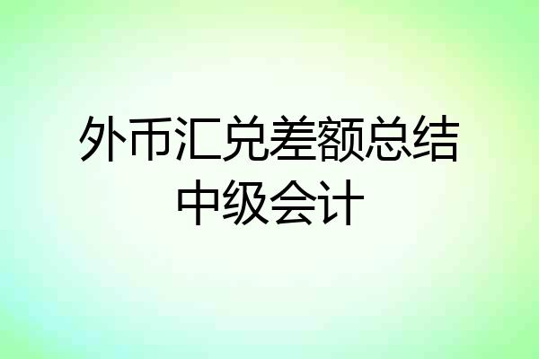 外币汇兑差额总结中级会计