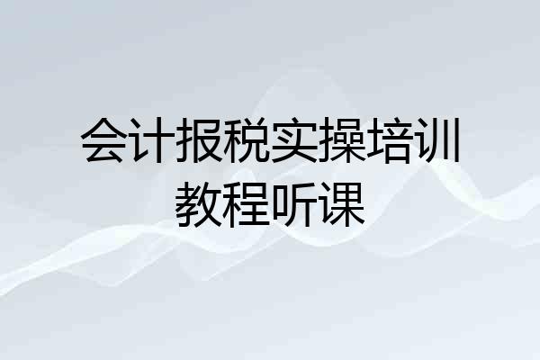 会计报税实操培训教程听课