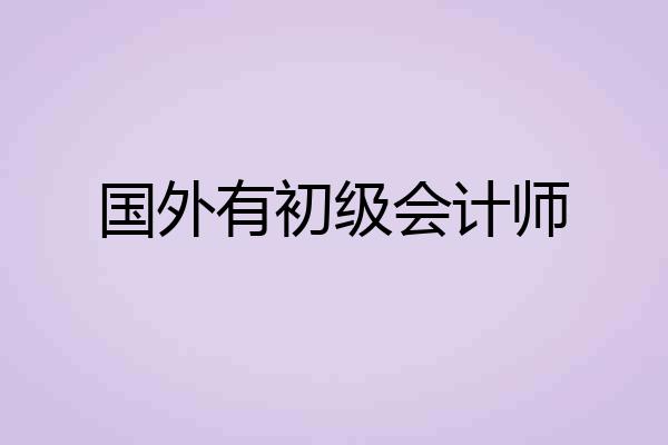 国外有初级会计师