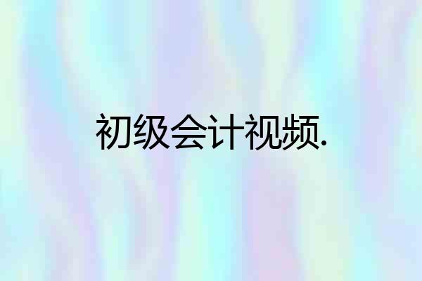 初级会计视频.
