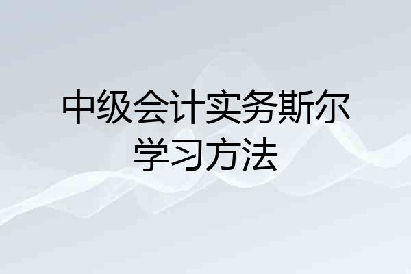 中级会计实务斯尔学习方法