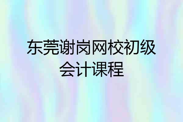 东莞谢岗网校初级会计课程