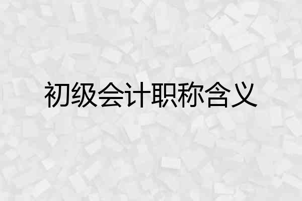 初级会计职称含义