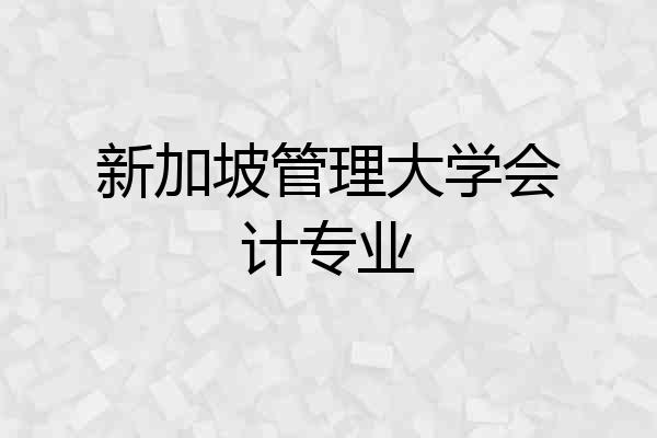 新加坡管理大学会计专业