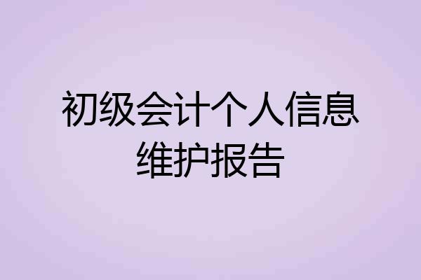 初级会计个人信息维护报告
