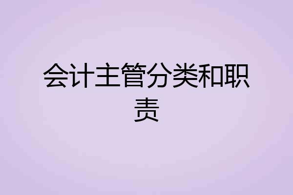 会计主管分类和职责