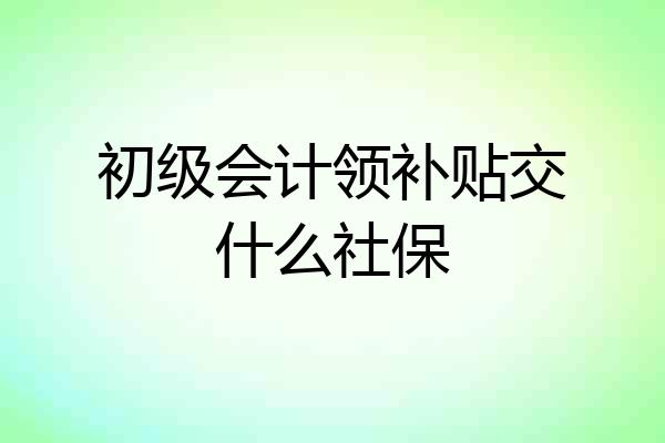 初级会计领补贴交什么社保
