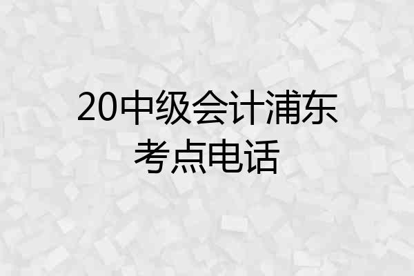 20中级会计浦东考点电话