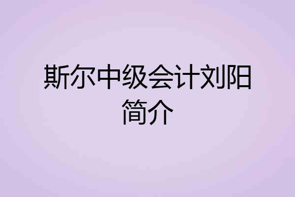 斯尔中级会计刘阳简介